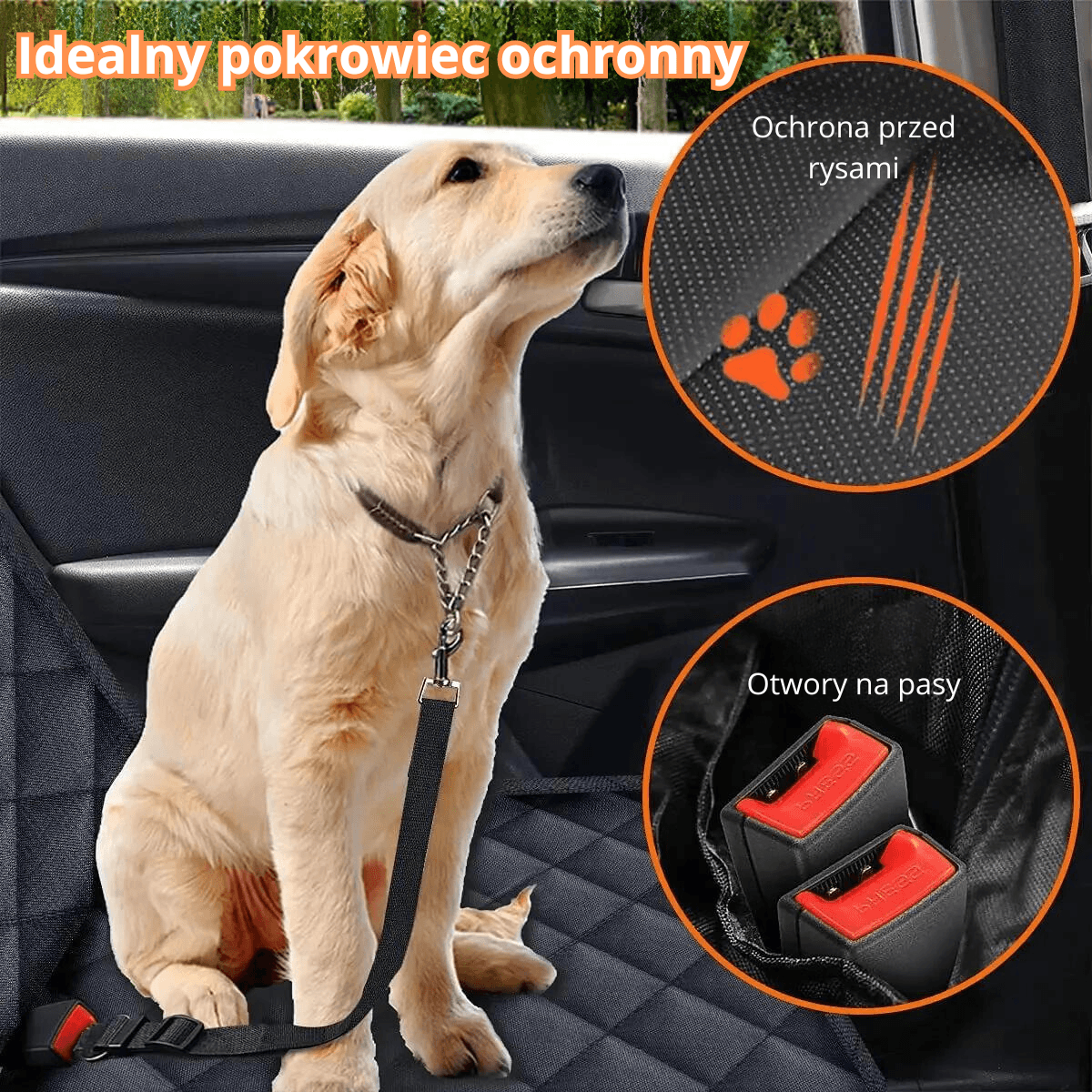 Pokrowiec ochronny na tylne siedzenie samochodu dla psa